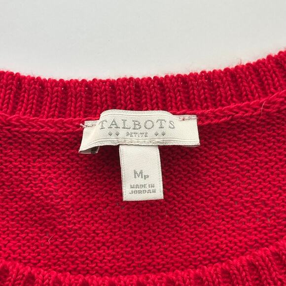 Talbots Red Linen Blend Lightweight Short Sleeve Sweater Womens Petite Size MP - Picture 5 of 7
